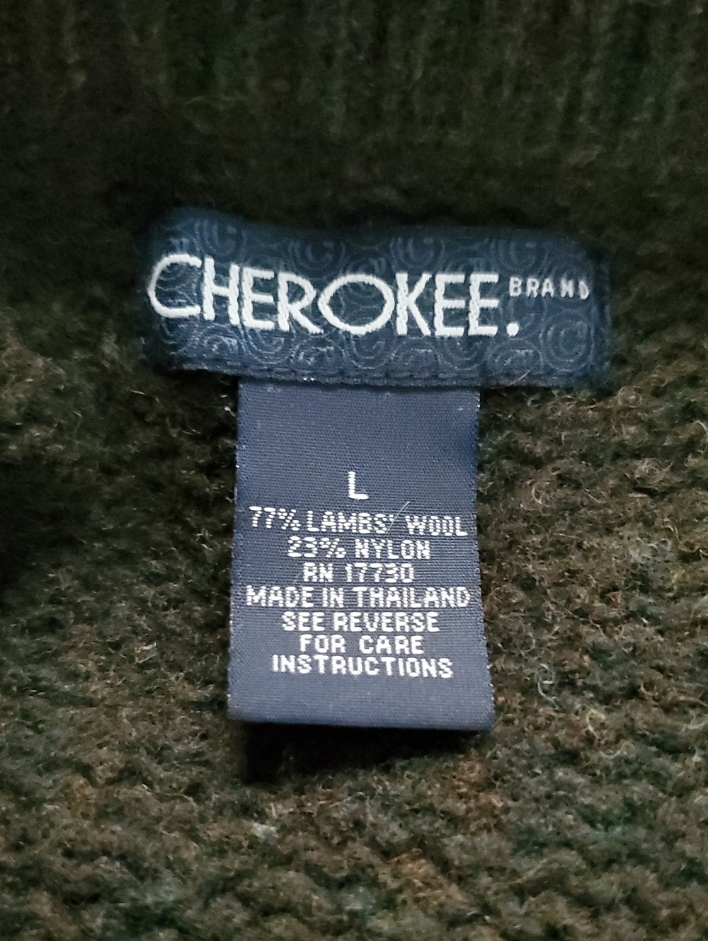 Cherokee Lambs Wool Blend Crewneck Sweater - Green and Gray. Large. - Picture 6 of 9